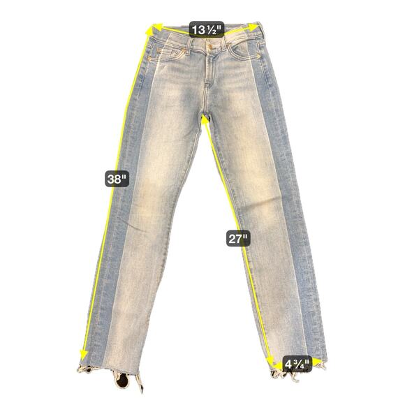 7 For All Mankind-Wmns Roxanne Ankle Jeans-Lt Wash-SideStripe Frayed Hems-size25 - Picture 3 of 16